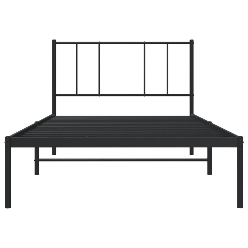 vidaXL fekete fém ágykeret fejtámlával 90 x 190 cm