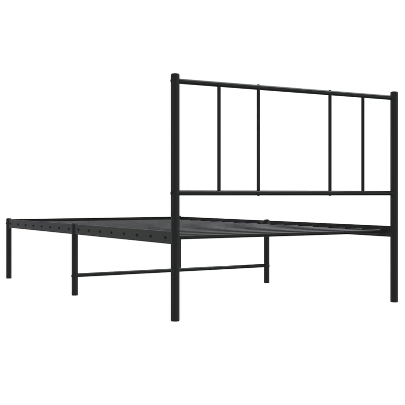 vidaXL fekete fém ágykeret fejtámlával 90 x 190 cm