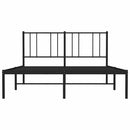 vidaXL fekete fém ágykeret fejtámlával 135 x 190 cm