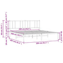 vidaXL fekete fém ágykeret fejtámlával 200 x 200 cm
