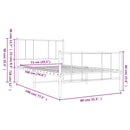 vidaXL fekete fém ágykeret fej- és lábtámlával 75 x 190 cm