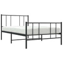 vidaXL fekete fém ágykeret fej- és lábtámlával 90 x 190 cm