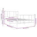 vidaXL fekete fém ágykeret fej- és lábtámlával 90 x 190 cm