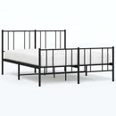 vidaXL fekete fém ágykeret fej- és lábtámlával 135 x 190 cm