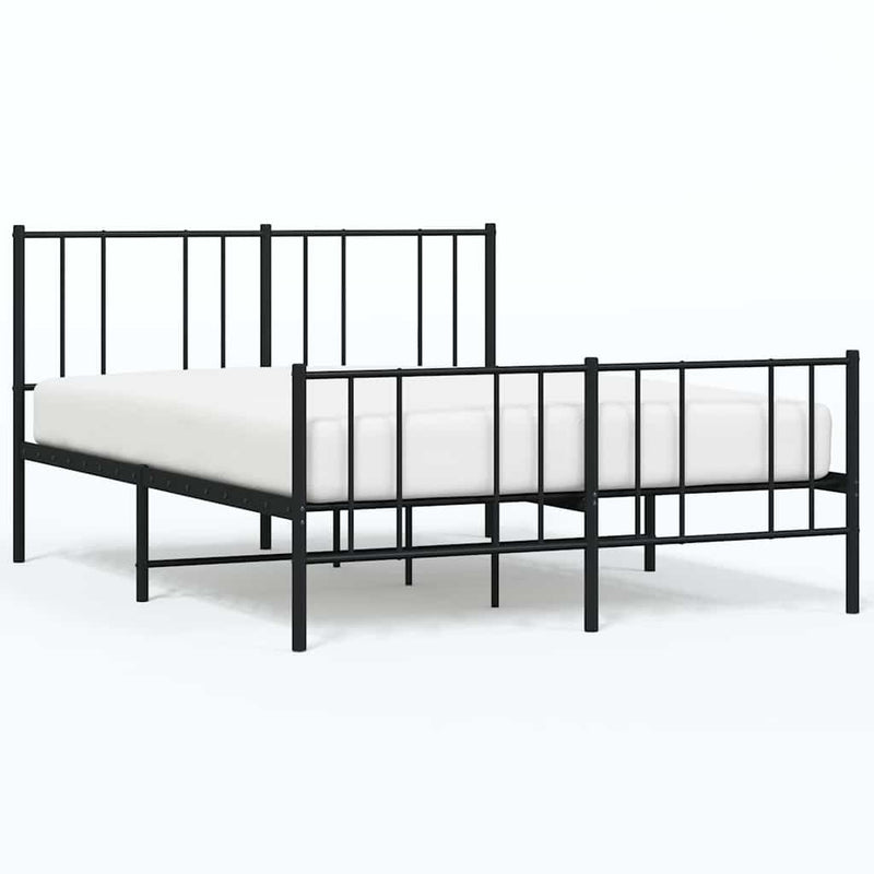 vidaXL fekete fém ágykeret fej- és lábtámlával 135 x 190 cm