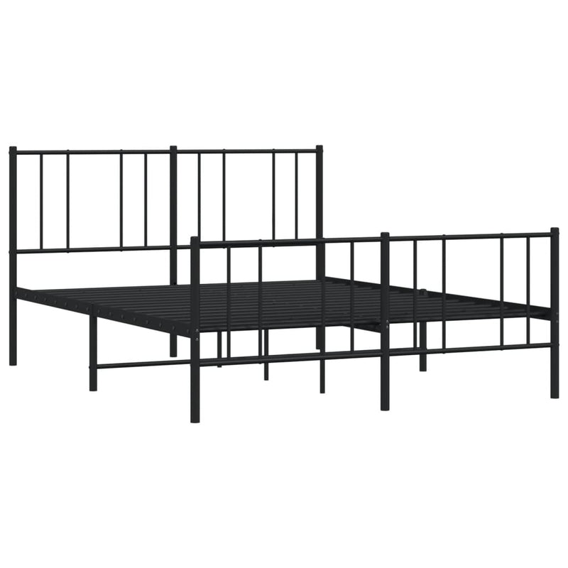 vidaXL fekete fém ágykeret fej- és lábtámlával 135 x 190 cm