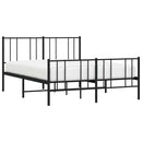 vidaXL fekete fém ágykeret fej- és lábtámlával 135 x 190 cm