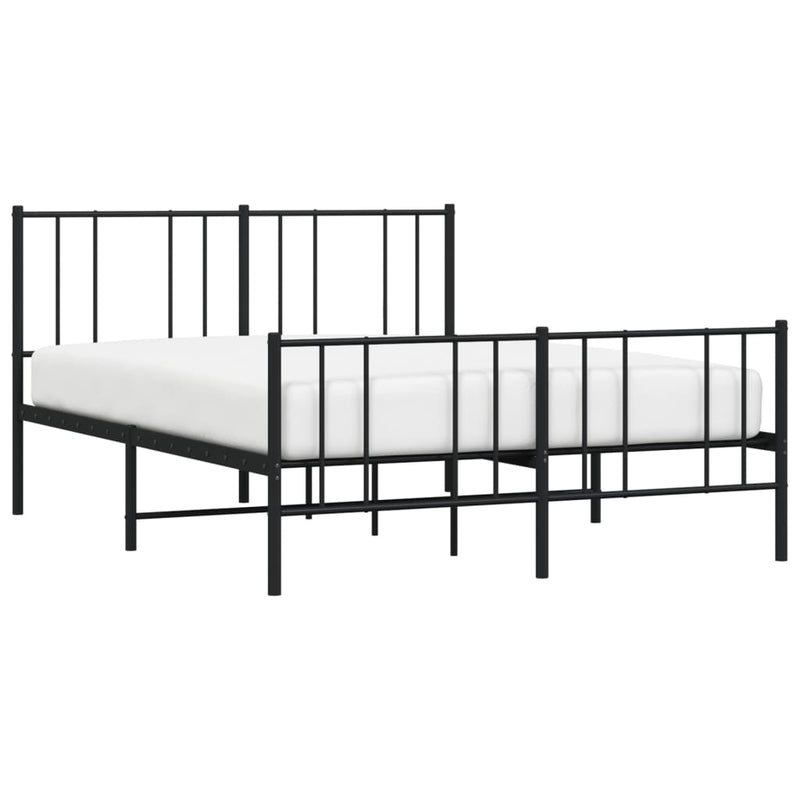 vidaXL fekete fém ágykeret fej- és lábtámlával 135 x 190 cm