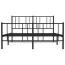 vidaXL fekete fém ágykeret fej- és lábtámlával 135 x 190 cm
