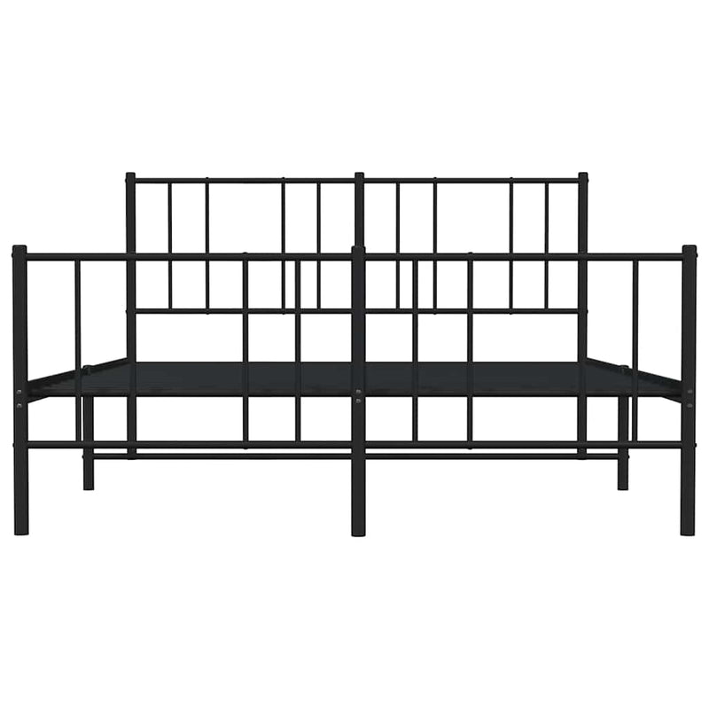 vidaXL fekete fém ágykeret fej- és lábtámlával 135 x 190 cm
