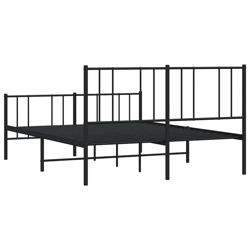vidaXL fekete fém ágykeret fej- és lábtámlával 135 x 190 cm
