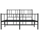 vidaXL fekete fém ágykeret fej- és lábtámlával 140 x 190 cm