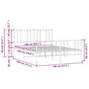 vidaXL fekete fém ágykeret fej- és lábtámlával 140 x 190 cm