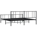 vidaXL fekete fém ágykeret fej- és lábtámlával 200 x 200 cm