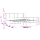 vidaXL fekete fém ágykeret fej- és lábtámlával 200 x 200 cm
