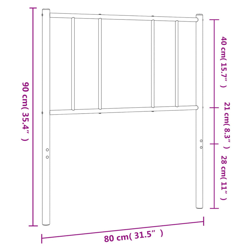 vidaXL fekete fém fejtámla 75 cm