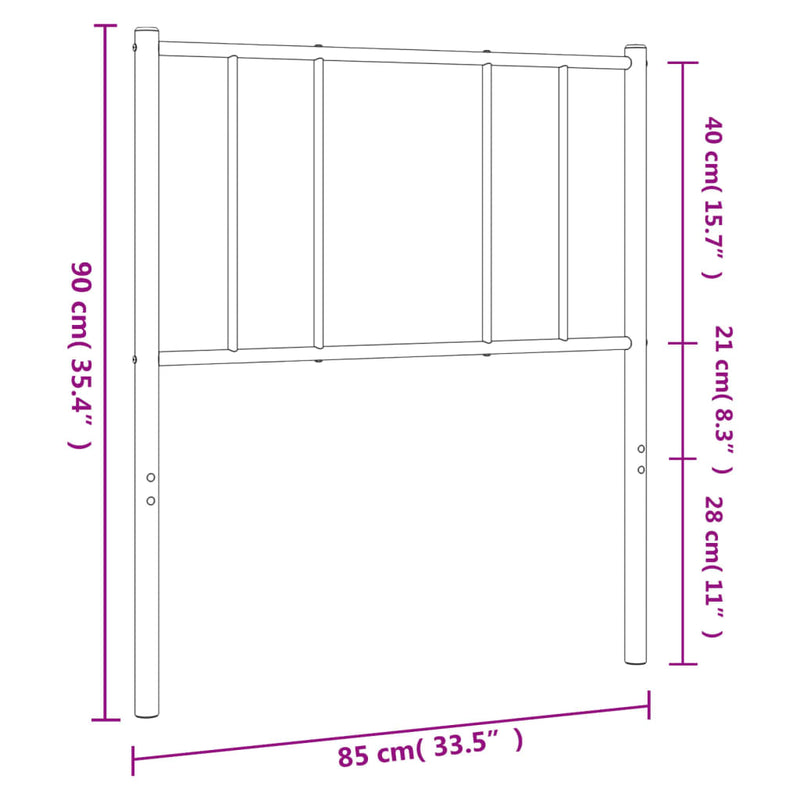 vidaXL fekete fém fejtámla 80 cm