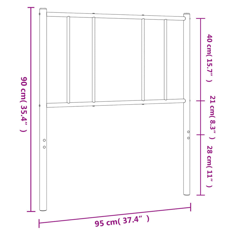 vidaXL fekete fém fejtámla 90 cm