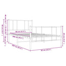 vidaXL fehér fém ágykeret fej- és lábtámlával 80x200 cm