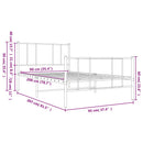 vidaXL fehér fém ágykeret fej- és lábtámlával 90x200 cm