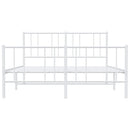 vidaXL fehér fém ágykeret fej- és lábtámlával 135x190 cm