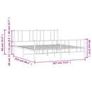 vidaXL fehér fém ágykeret fej- és lábtámlával 183 x 213 cm