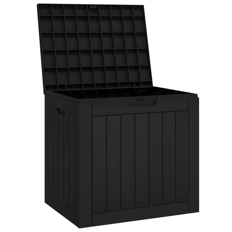 vidaXL fekete polipropilén kerti tárolóláda 55,5x43x53 cm