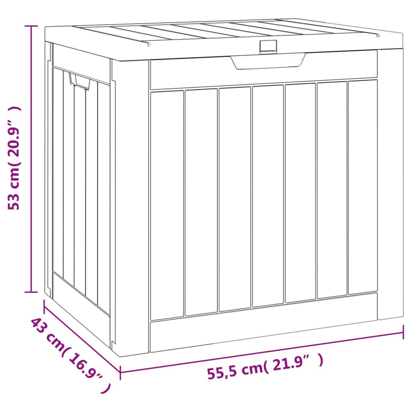vidaXL fekete polipropilén kerti tárolóláda 55,5x43x53 cm