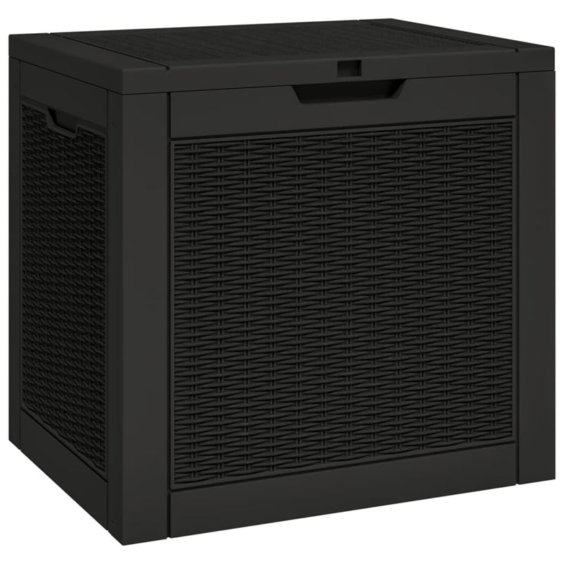 vidaXL fekete polipropilén kerti tárolóláda 55,5x43x53 cm