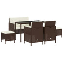 vidaXL 6 részes barna polyrattan kerti étkezőgarnitúra párnával
