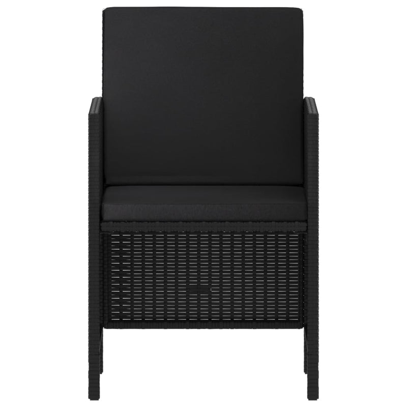 vidaXL 6 részes fekete polyrattan kerti étkezőgarnitúra párnákkal