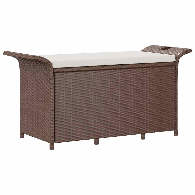 vidaXL barna polyrattan kerti pad párnával 116 x 46 x 57 cm