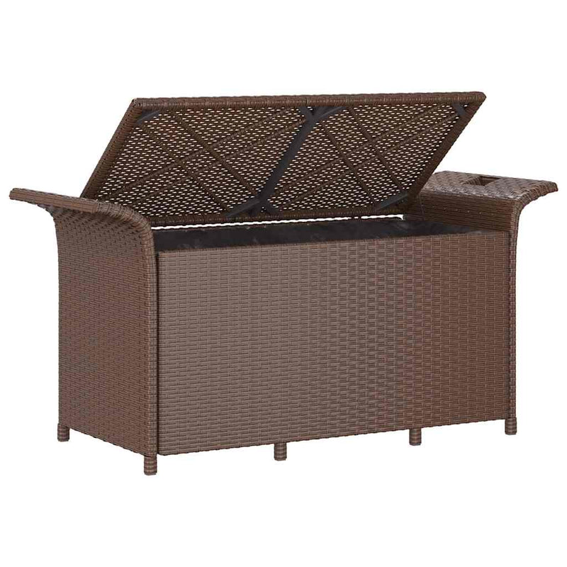 vidaXL barna polyrattan kerti pad párnával 116 x 46 x 57 cm