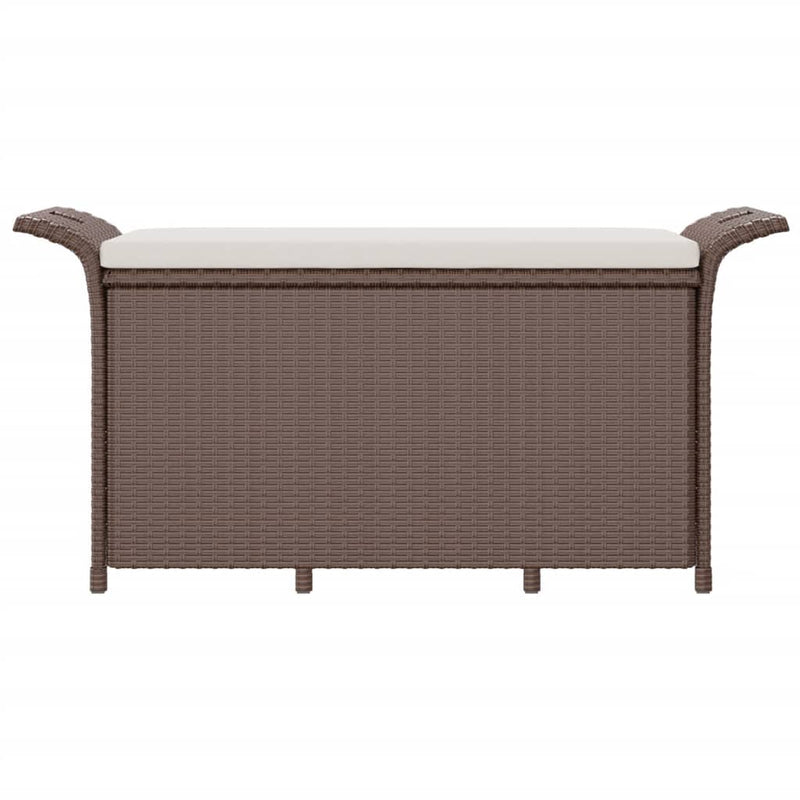 vidaXL barna polyrattan kerti pad párnával 116 x 46 x 57 cm