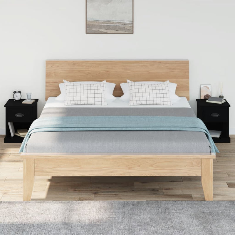 vidaXL 2 db fekete szerelt fa éjjeliszekrény 39 x 39 x 47,5 cm