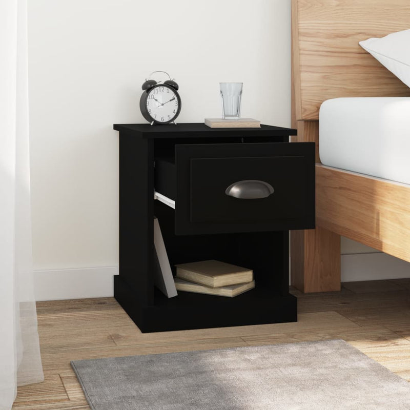 vidaXL 2 db fekete szerelt fa éjjeliszekrény 39 x 39 x 47,5 cm