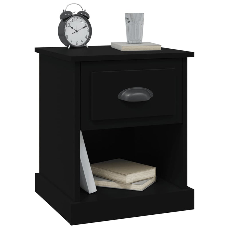 vidaXL 2 db fekete szerelt fa éjjeliszekrény 39 x 39 x 47,5 cm