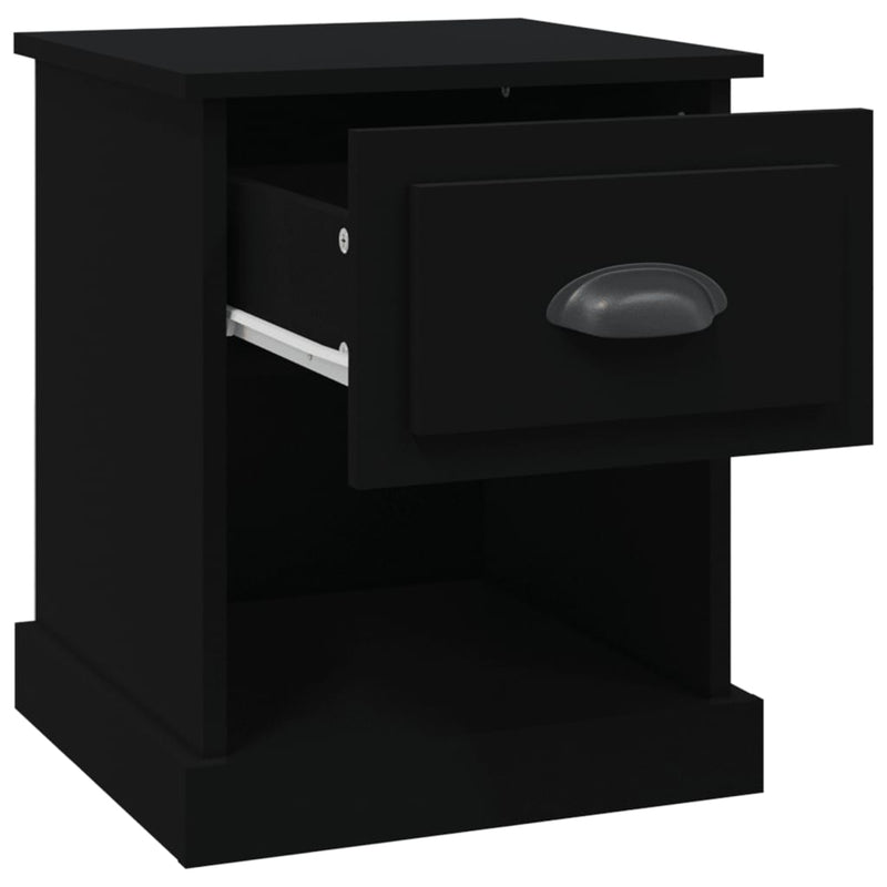 vidaXL 2 db fekete szerelt fa éjjeliszekrény 39 x 39 x 47,5 cm