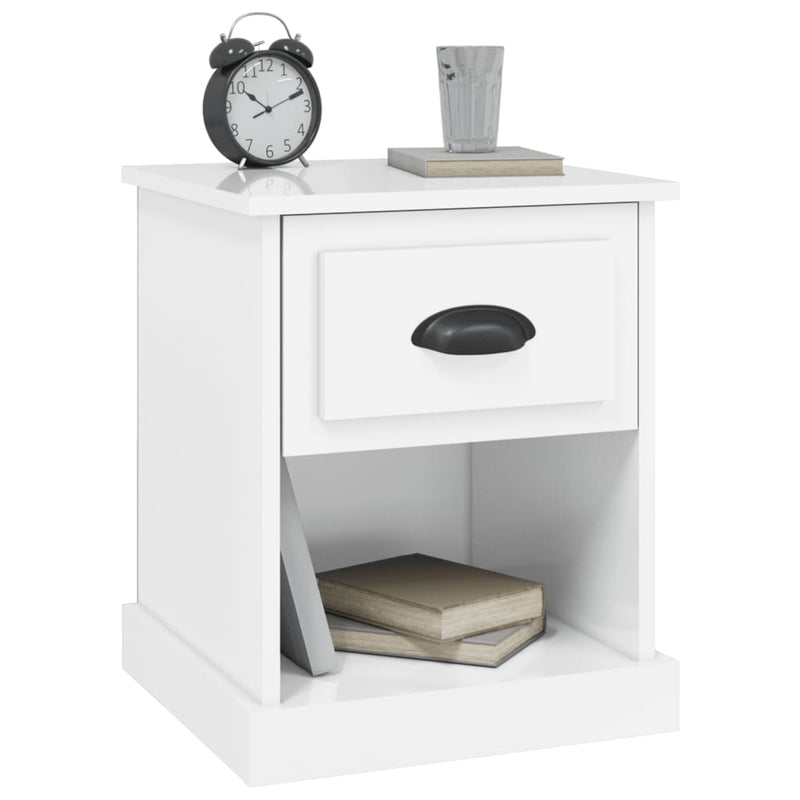 vidaXL 2 db magasfényű fehér szerelt fa éjjeliszekrény 39x39x47,5 cm