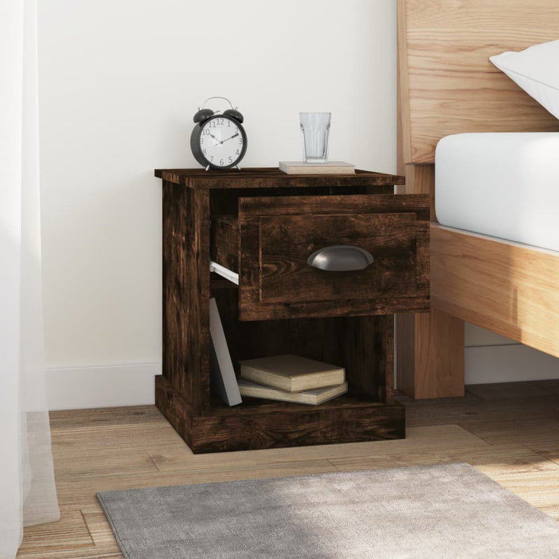 vidaXL 2 db füstös tölgy színű szerelt fa éjjeliszekrény 39x39x47,5 cm