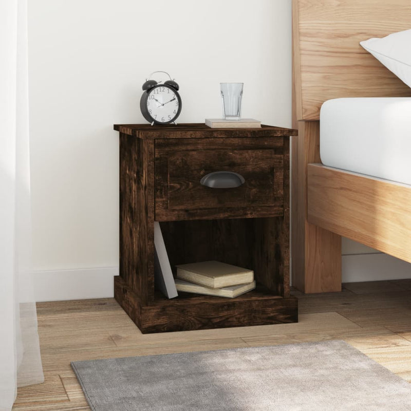 vidaXL 2 db füstös tölgy színű szerelt fa éjjeliszekrény 39x39x47,5 cm