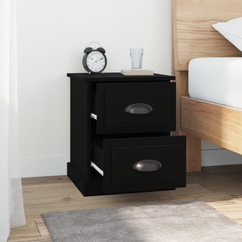vidaXL 2 db fekete szerelt fa éjjeliszekrény 39 x 39 x 47,5 cm