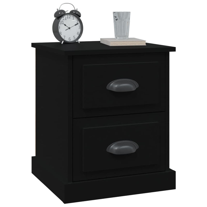 vidaXL 2 db fekete szerelt fa éjjeliszekrény 39 x 39 x 47,5 cm