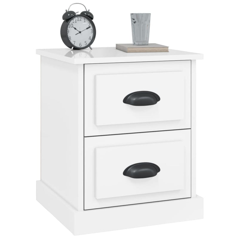 vidaXL 2 db magasfényű fehér szerelt fa éjjeliszekrény 39x39x47,5 cm