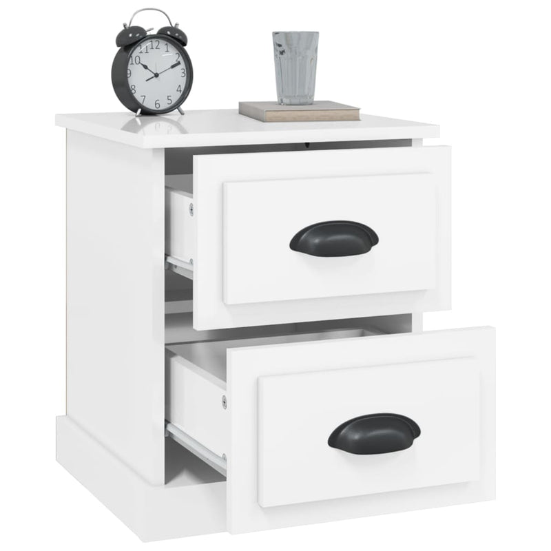 vidaXL 2 db magasfényű fehér szerelt fa éjjeliszekrény 39x39x47,5 cm