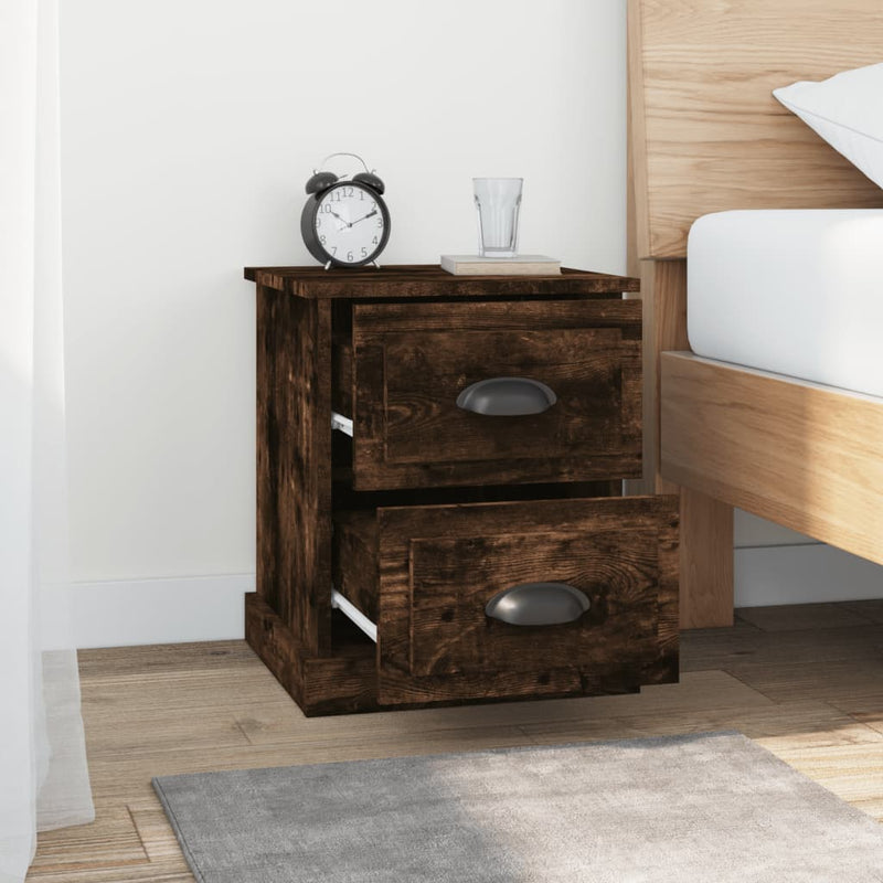 vidaXL 2 db füstös tölgy színű szerelt fa éjjeliszekrény 39x39x47,5 cm