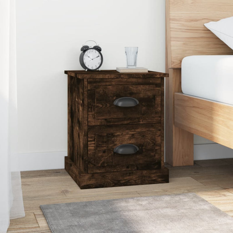 vidaXL 2 db füstös tölgy színű szerelt fa éjjeliszekrény 39x39x47,5 cm