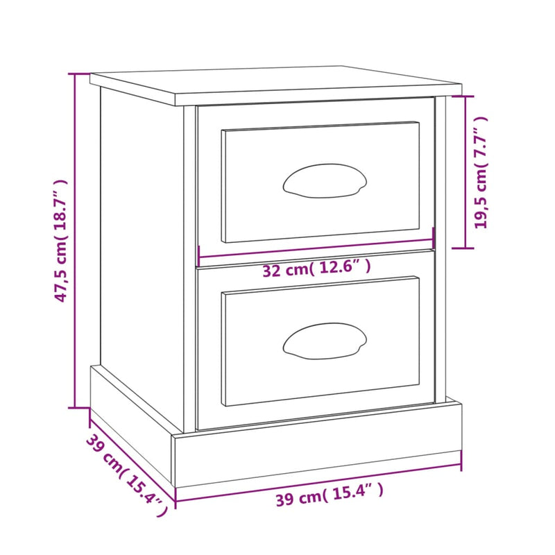 vidaXL 2 db szürke sonoma színű fa éjjeliszekrény 39 x 39 x 47,5 cm