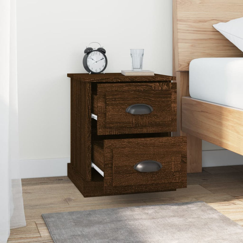 vidaXL 2 db barna tölgyszínű szerelt fa éjjeliszekrény 39x39x47,5 cm