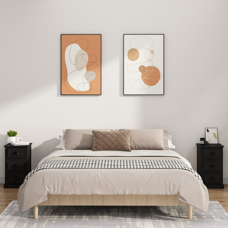 vidaXL fekete szerelt fa éjjeliszekrény 39 x 39 x 67 cm